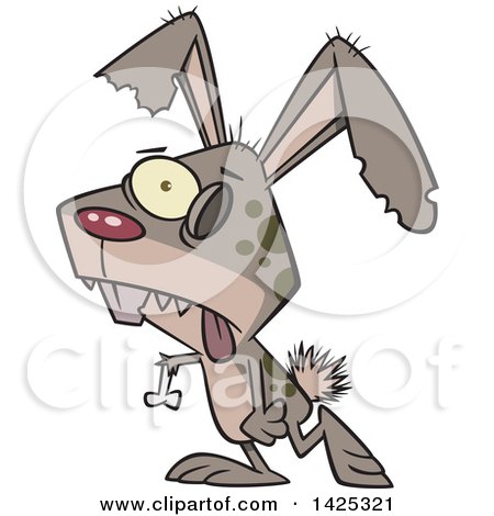 Clipart of a Cartoon Zombie Bunny Rabbit Walking - Royalty Free Vector Illustration by toonaday