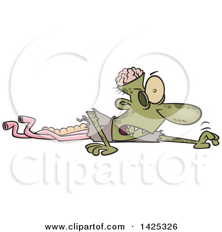 Cartoon Zombie with His Lower Body Missing and Guts Hanging Out, Crawling in the Ground Posters, Art Prints