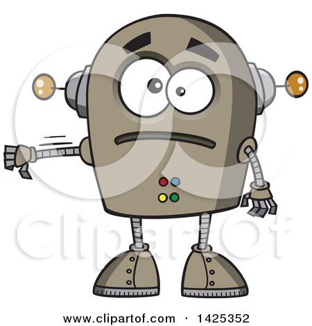 Clipart of a Cartoon Sad Robot Giving a Thumb down - Royalty Free Vector Illustration by toonaday