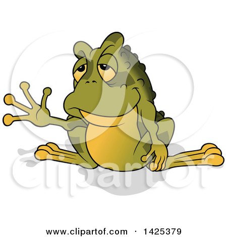 Clipart of a Cartoon Toad Frog Waving - Royalty Free Vector Illustration by dero