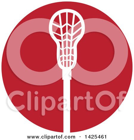 Clipart of a Retro White Lacrosse Stick in a Red Circle - Royalty Free Vector Illustration by patrimonio