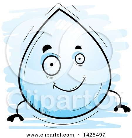 Clipart of a Cartoon Doodled Water Drop Character - Royalty Free Vector Illustration by Cory Thoman
