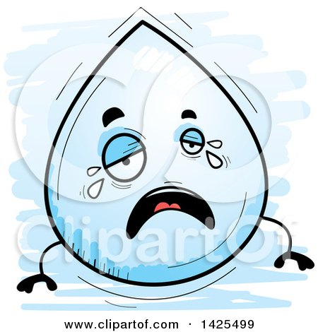 Clipart of a Cartoon Doodled Crying Water Drop Character - Royalty Free Vector Illustration by Cory Thoman