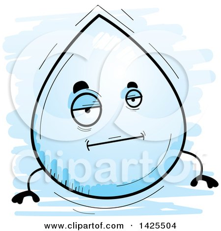 Clipart of a Cartoon Doodled Bored Water Drop Character - Royalty Free Vector Illustration by Cory Thoman