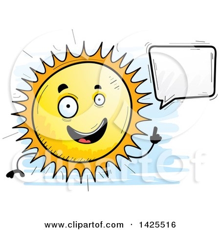Clipart of a Cartoon Doodled Talking Sun Character - Royalty Free Vector Illustration by Cory Thoman