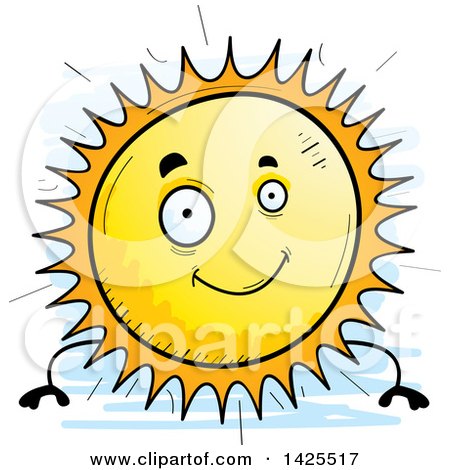 Clipart of a Cartoon Doodled Sun Character - Royalty Free Vector Illustration by Cory Thoman