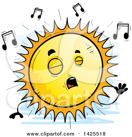 Clipart of a Cartoon Doodled Singing Sun Character - Royalty Free Vector Illustration by Cory Thoman