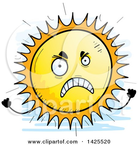 Clipart of a Cartoon Doodled Mad Sun Character - Royalty Free Vector Illustration by Cory Thoman