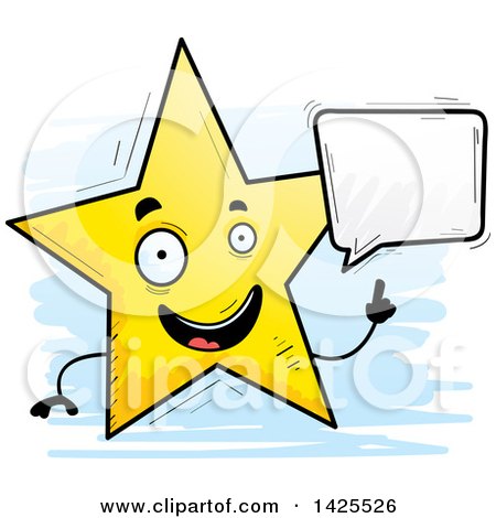 Clipart of a Cartoon Doodled Talking Star Character - Royalty Free Vector Illustration by Cory Thoman