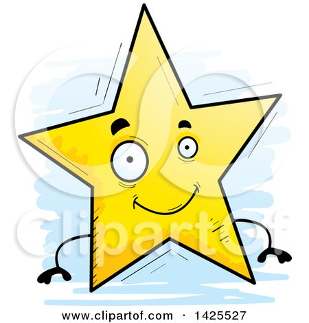 Clipart of a Cartoon Doodled Star Character - Royalty Free Vector Illustration by Cory Thoman