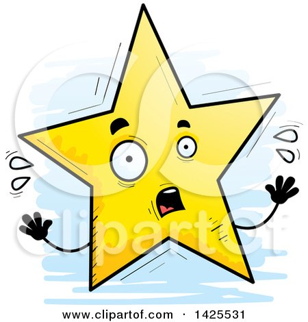 Clipart of a Cartoon Doodled Scared Star Character - Royalty Free Vector Illustration by Cory Thoman