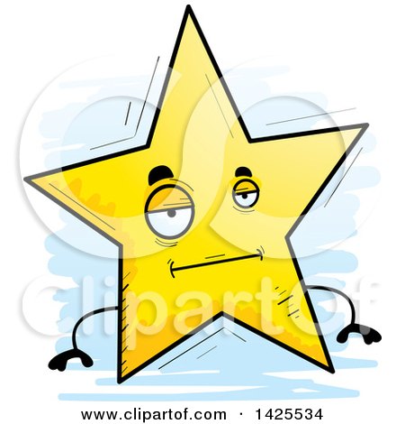 Clipart of a Cartoon Doodled Bored Star Character - Royalty Free Vector Illustration by Cory Thoman