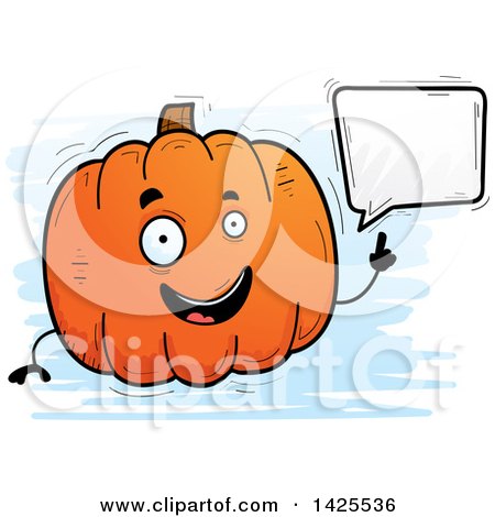 Clipart of a Cartoon Doodled Talking Pumpkin Character - Royalty Free Vector Illustration by Cory Thoman