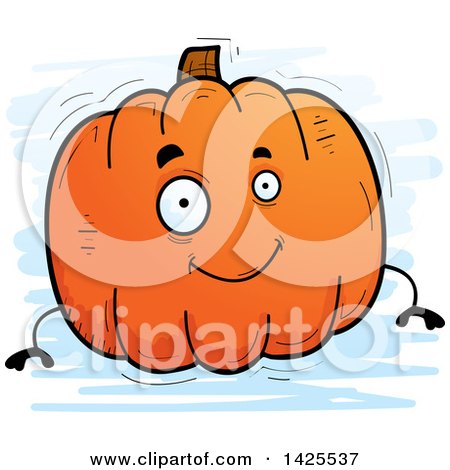 Clipart of a Cartoon Doodled Pumpkin Character - Royalty Free Vector Illustration by Cory Thoman