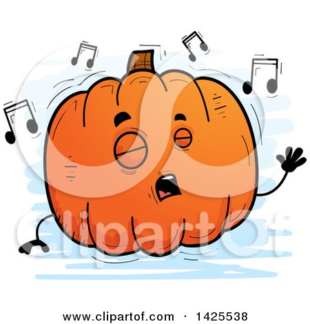 Clipart of a Cartoon Doodled Singing Pumpkin Character - Royalty Free Vector Illustration by Cory Thoman
