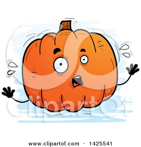 Clipart of a Cartoon Doodled Scared Pumpkin Character - Royalty Free Vector Illustration by Cory Thoman