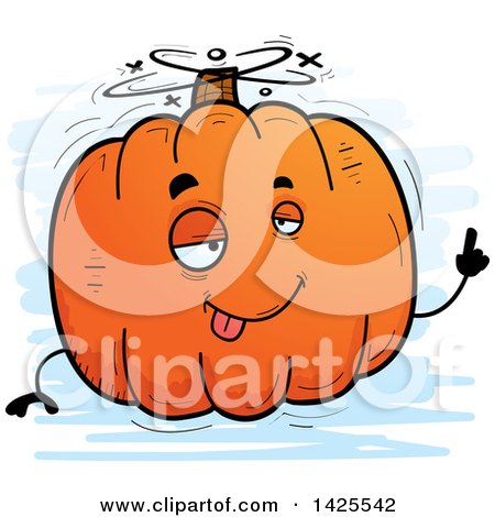 Clipart of a Cartoon Doodled Drunk Pumpkin Character - Royalty Free Vector Illustration by Cory Thoman