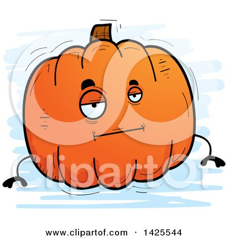 Clipart of a Cartoon Doodled Bored Pumpkin Character - Royalty Free Vector Illustration by Cory Thoman