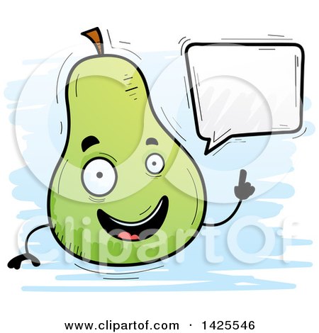 Clipart of a Cartoon Doodled Talking Pear Character - Royalty Free Vector Illustration by Cory Thoman