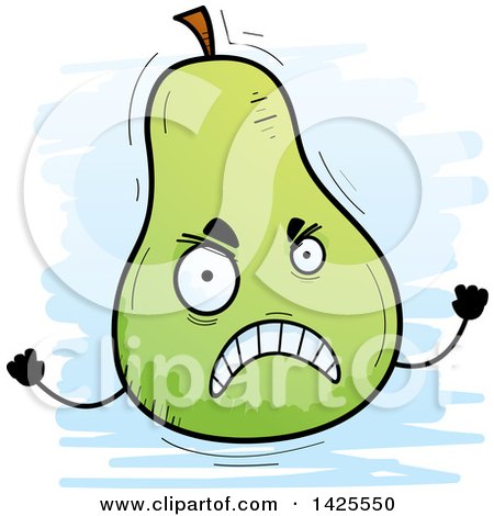 Clipart of a Cartoon Doodled Mad Pear Character - Royalty Free Vector Illustration by Cory Thoman