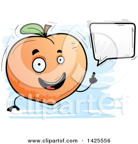Clipart of a Cartoon Doodled Talking Peach Character - Royalty Free Vector Illustration by Cory Thoman