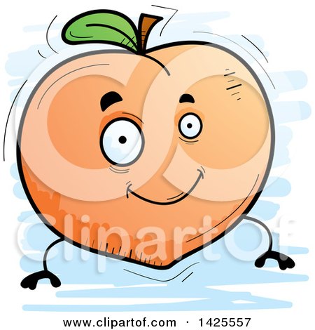 Clipart of a Cartoon Doodled Peach Character - Royalty Free Vector Illustration by Cory Thoman