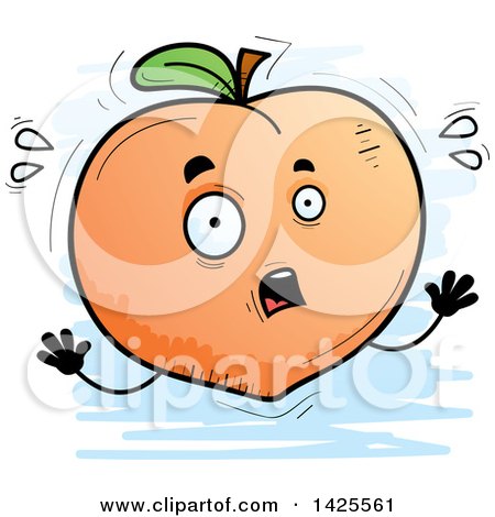 Clipart of a Cartoon Doodled Scared Peach Character - Royalty Free Vector Illustration by Cory Thoman
