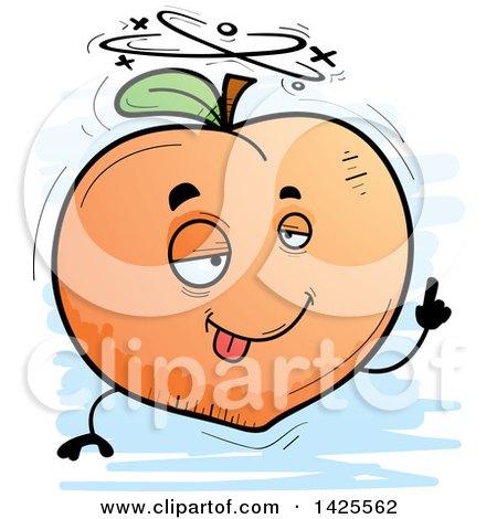 Clipart of a Cartoon Doodled Drunk Peach Character - Royalty Free Vector Illustration by Cory Thoman
