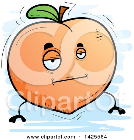 Clipart of a Cartoon Doodled Bored Peach Character - Royalty Free Vector Illustration by Cory Thoman
