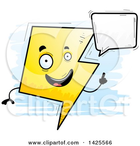 Clipart of a Cartoon Doodled Talking Lightning Character - Royalty Free Vector Illustration by Cory Thoman
