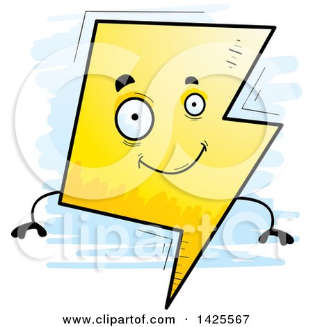 Clipart of a Cartoon Doodled Lightning Character - Royalty Free Vector Illustration by Cory Thoman