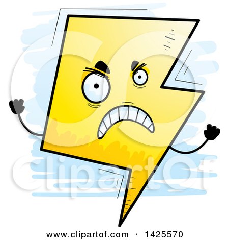 Clipart of a Cartoon Doodled Mad Lightning Character - Royalty Free Vector Illustration by Cory Thoman