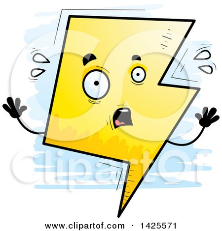 Clipart of a Cartoon Doodled Scared Lightning Character - Royalty Free Vector Illustration by Cory Thoman