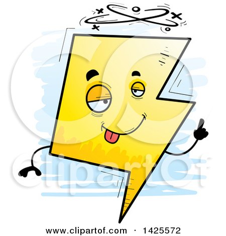 Clipart of a Cartoon Doodled Drunk Lightning Character - Royalty Free Vector Illustration by Cory Thoman