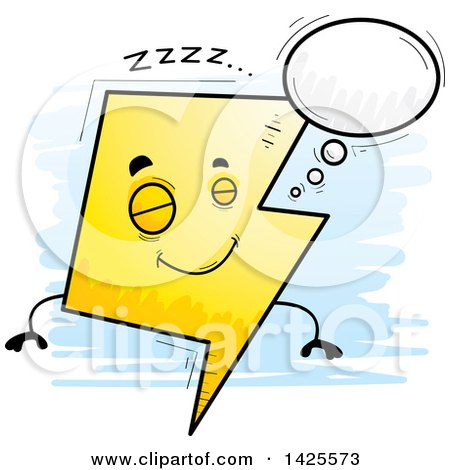 Clipart of a Cartoon Doodled Dreaming Lightning Character - Royalty Free Vector Illustration by Cory Thoman