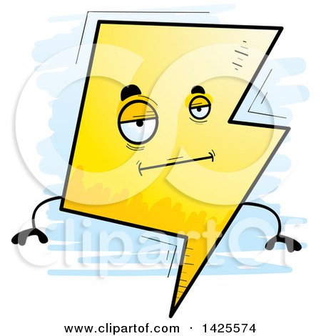 Clipart of a Cartoon Doodled Bored Lightning Character - Royalty Free Vector Illustration by Cory Thoman
