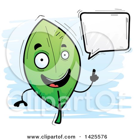 Clipart of a Cartoon Doodled Talking Leaf Character - Royalty Free Vector Illustration by Cory Thoman
