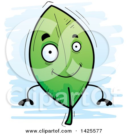 Clipart of a Cartoon Doodled Leaf Character - Royalty Free Vector Illustration by Cory Thoman