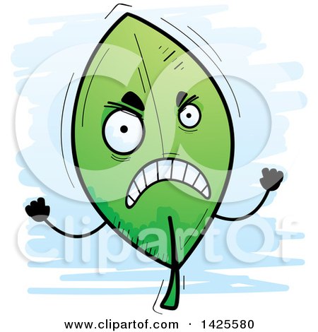 Clipart of a Cartoon Doodled Mad Leaf Character - Royalty Free Vector Illustration by Cory Thoman