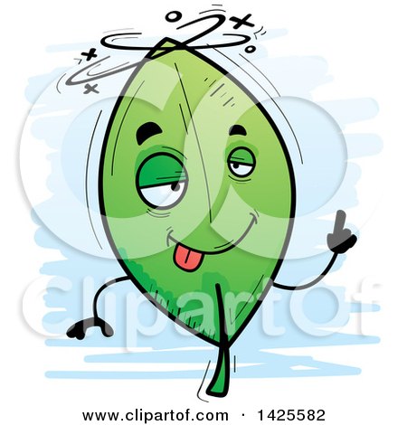 Clipart of a Cartoon Doodled Drunk Leaf Character - Royalty Free Vector Illustration by Cory Thoman