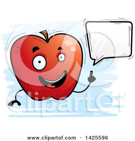 Clipart of a Cartoon Doodled Talking Apple Character - Royalty Free Vector Illustration by Cory Thoman