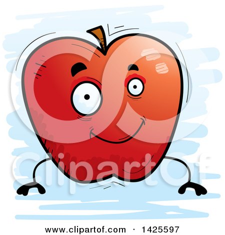 Clipart of a Cartoon Doodled Apple Character - Royalty Free Vector Illustration by Cory Thoman