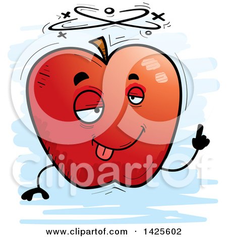 Clipart of a Cartoon Doodled Drunk Apple Character - Royalty Free Vector Illustration by Cory Thoman