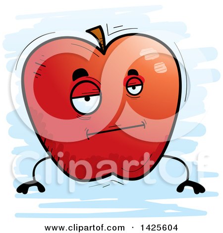Clipart of a Cartoon Bored Doodled Apple Character - Royalty Free Vector Illustration by Cory Thoman