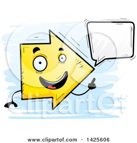 Clipart of a Cartoon Doodled Talking Arrow Character - Royalty Free Vector Illustration by Cory Thoman