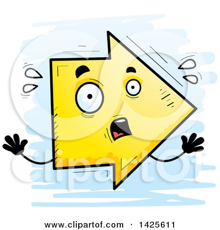 Clipart of a Cartoon Doodled Scared Arrow Character - Royalty Free Vector Illustration by Cory Thoman