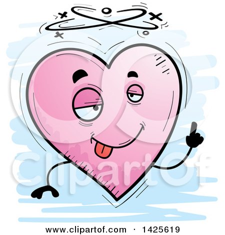 Clipart of a Cartoon Doodled Drunk Heart Character - Royalty Free Vector Illustration by Cory Thoman