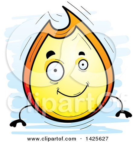 Clipart of a Cartoon Doodled Flame Character - Royalty Free Vector Illustration by Cory Thoman