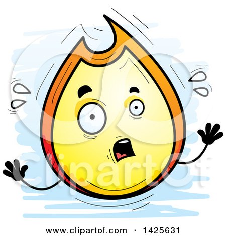 Clipart of a Cartoon Doodled Scared Flame Character - Royalty Free Vector Illustration by Cory Thoman