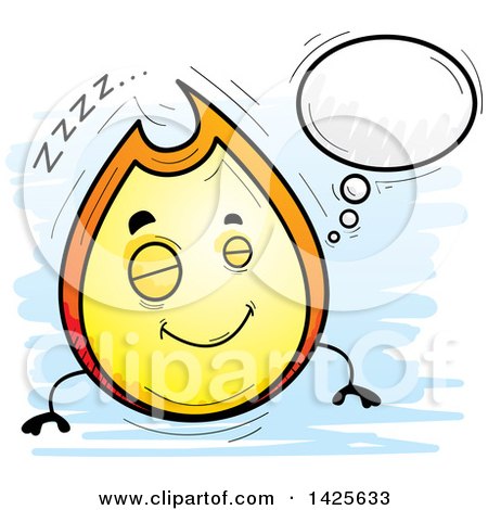Clipart of a Cartoon Doodled Dreaming Flame Character - Royalty Free Vector Illustration by Cory Thoman